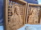 Sacred Heart of Jesus and Immaculate Heart of Mary Set of two Wooden panels Wooden carved statuary 6x7 inches Religious gift