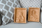 Sacred Heart of Jesus and Immaculate Heart of Mary Set of two Wooden panels Wooden carved statuary 6x7 inches Religious gift