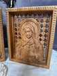 Sacred Heart of Jesus and Immaculate Heart of Mary Set of two Wooden panels Wooden carved statuary 6x7 inches Religious gift