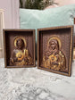 Sacred Heart of Jesus and Immaculate Heart of Mary Set of two Wooden panels Wooden carved statuary 6x7 inches Religious gift
