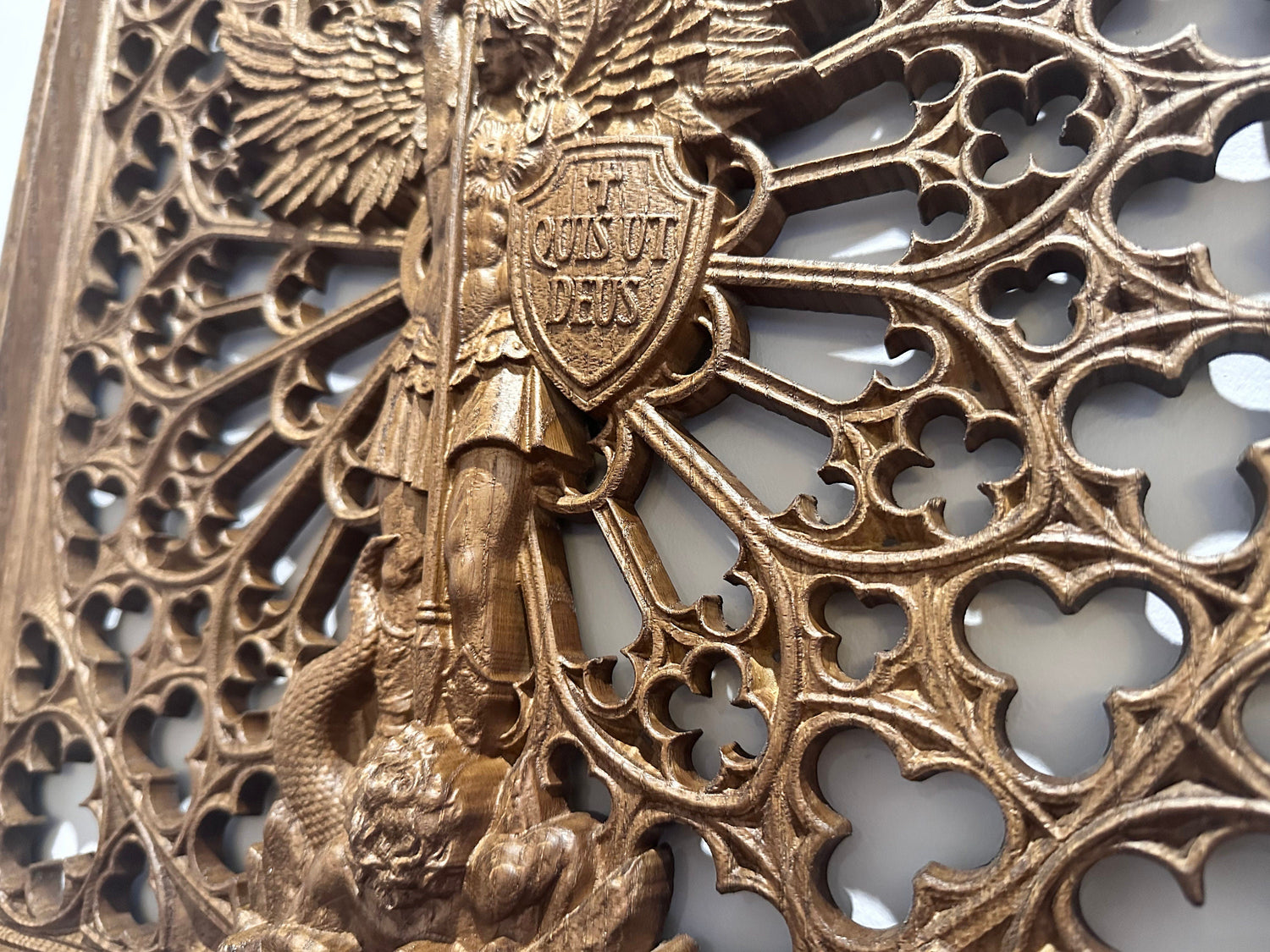 Modern Archangel Michael Wooden Statue