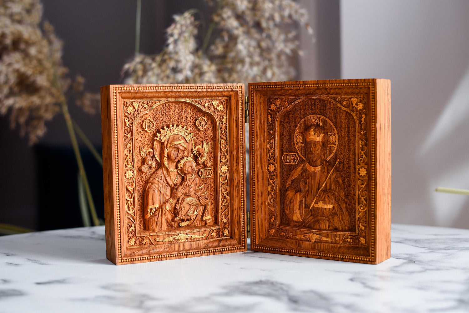 Virgin Mary and Our Lord Small Wooden folding panel