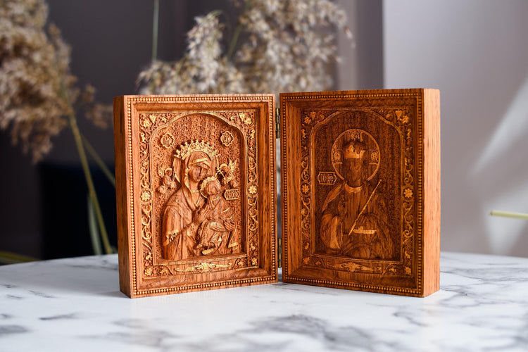 Virgin Mary and Our Lord Small Wooden folding panel