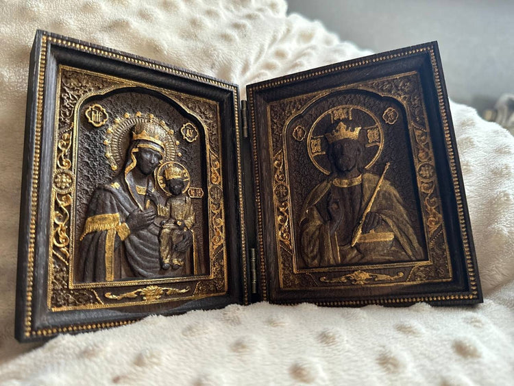 Virgin Mary and Our Lord Small Wooden folding panel
