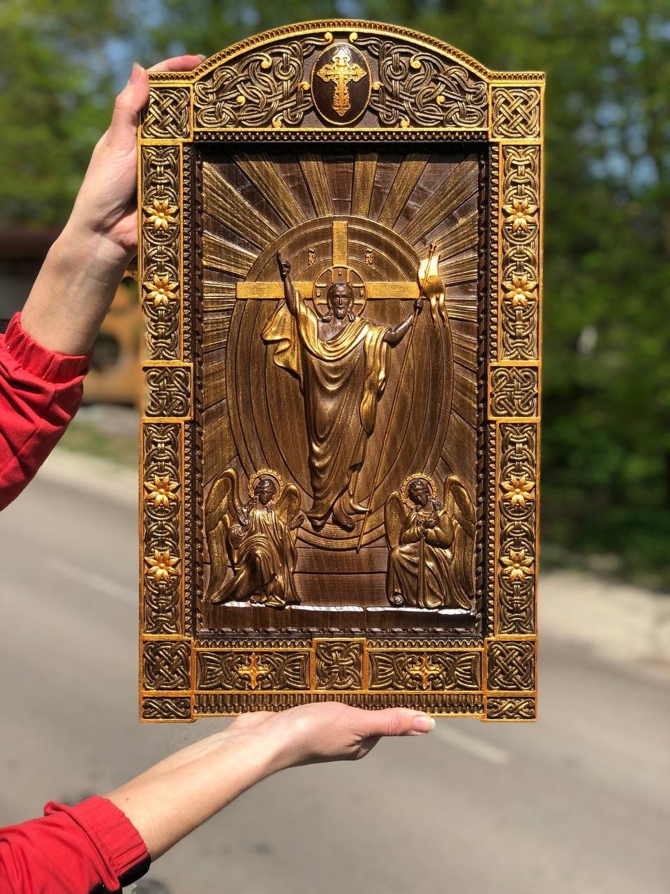 Religious Wooden icon Resurrection of Christ