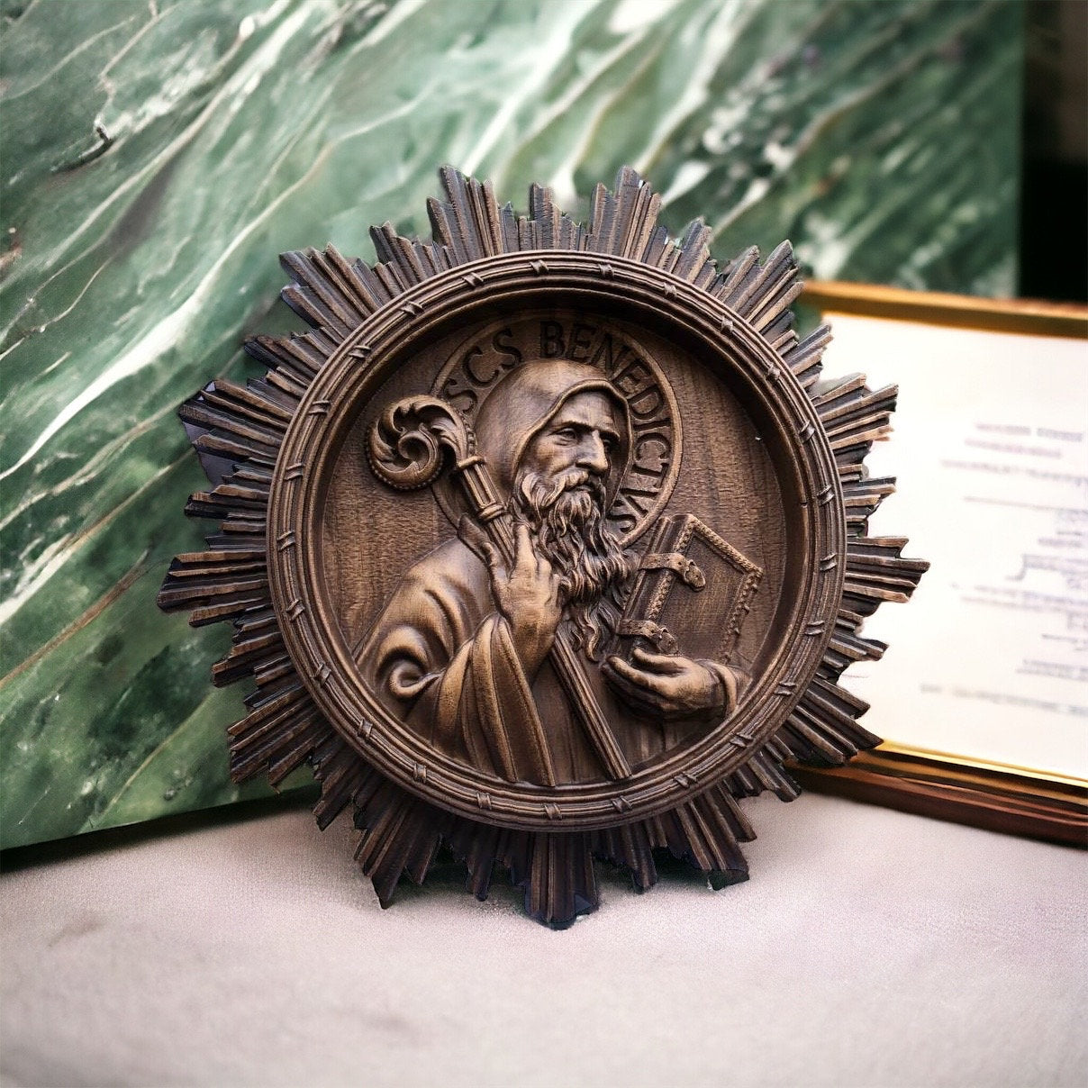 Saint Benedict with shinning