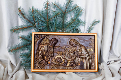 Holy Family 6x9 inches Wooden Carved Wall Plaque