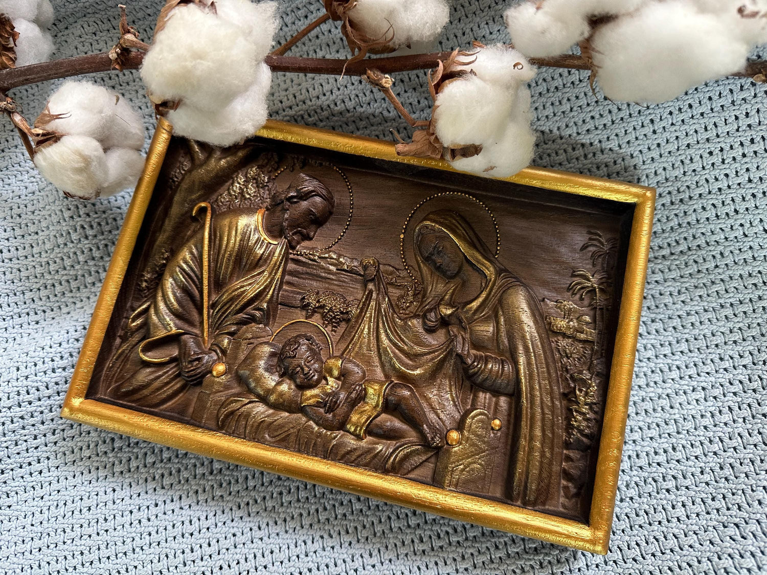 Holy Family 6x9 inches Wooden Carved Wall Plaque - Christian Wall Hanging Art Work gift ideas Christmas Gift Nativity