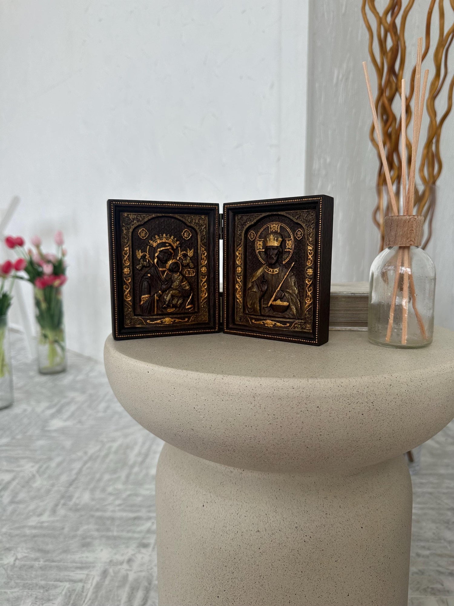 Virgin Mary and Our Lord Small Wooden folding panel