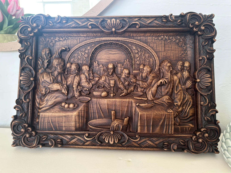 Easter gift idea Last supper religious carved icon personalized gift wood carvings religious gifts wood wall art