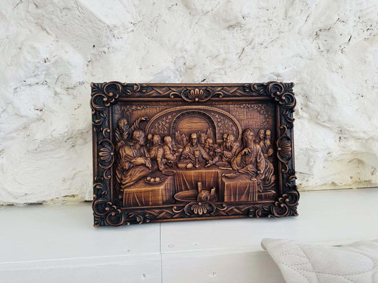 Easter gift idea Last supper religious carved icon personalized gift wood carvings religious gifts wood wall art
