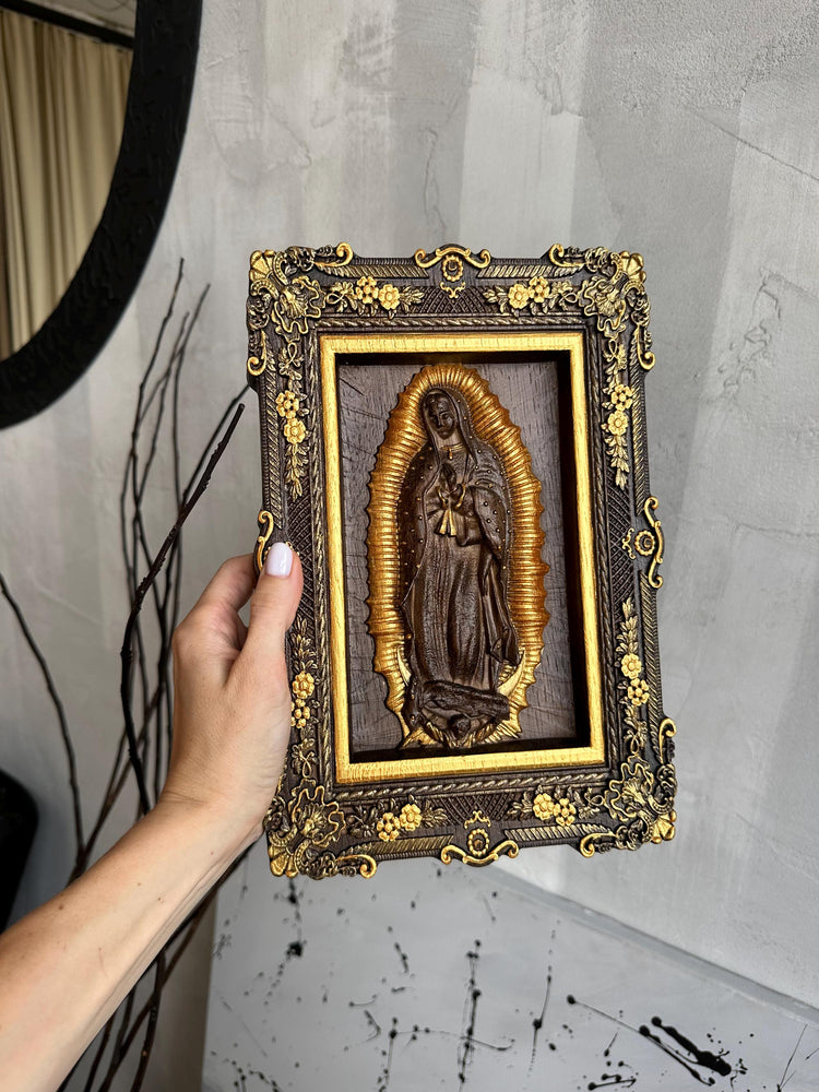 Our Lady of Guadalupe Statue Wooden carved wall art - Virgin Mary de Guadalupe religious home decor - Chrostmas gift for mom