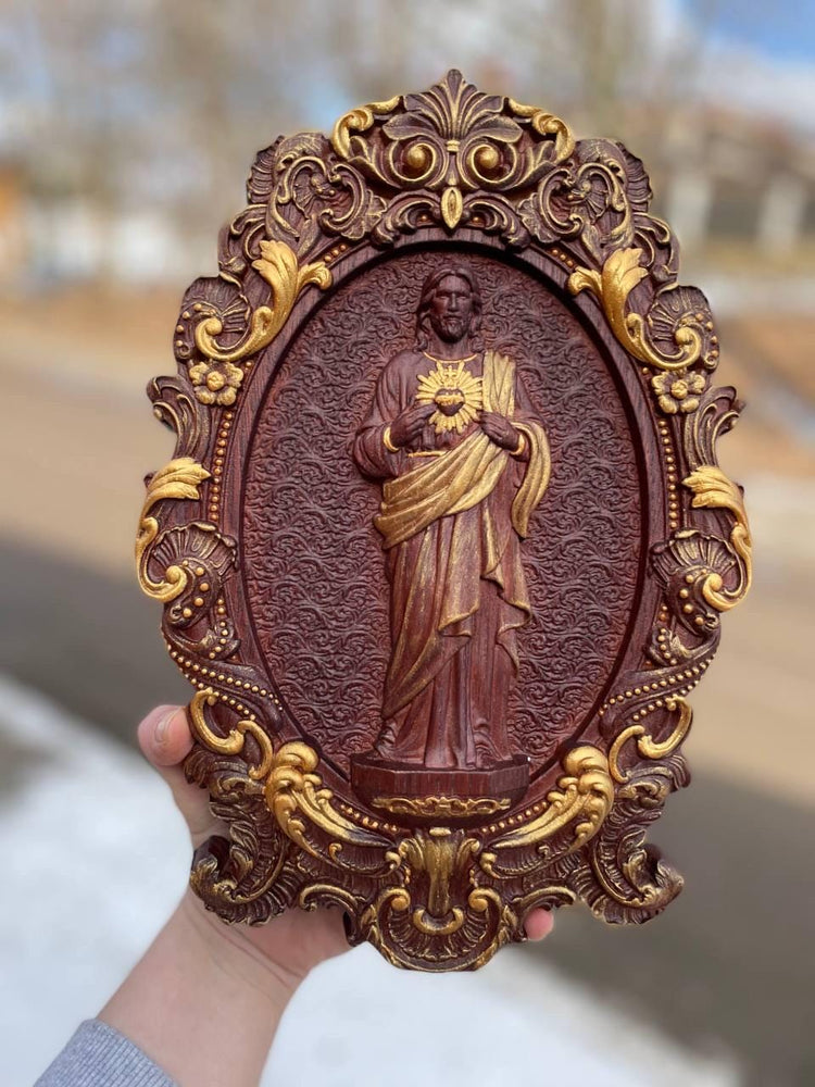 Sacred Heart of Jesus Statuary Wooden Sculpture