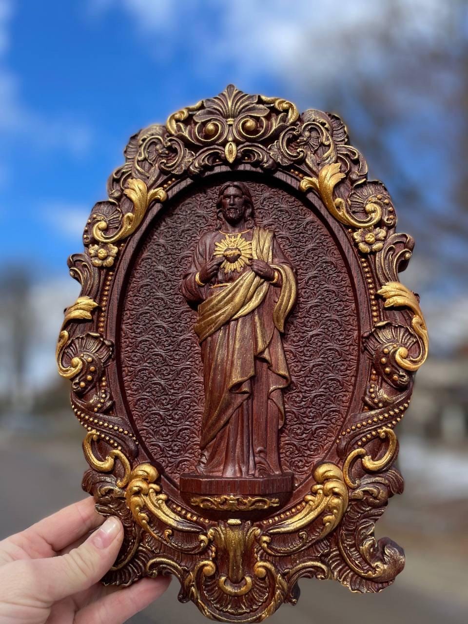 Sacred Heart of Jesus Statuary Wooden Sculpture