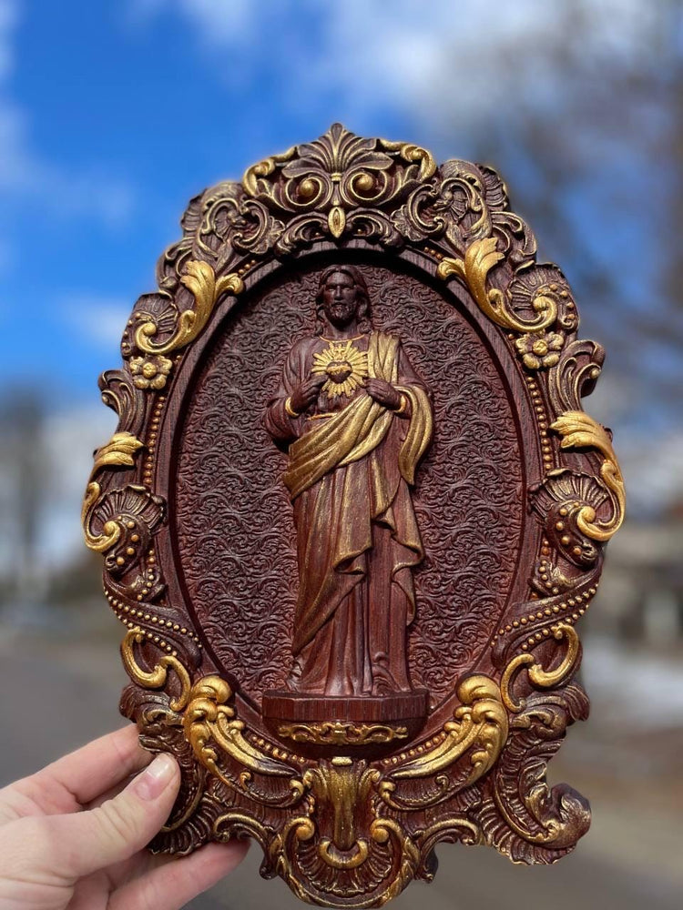 Sacred Heart of Jesus Statuary Wooden Sculpture