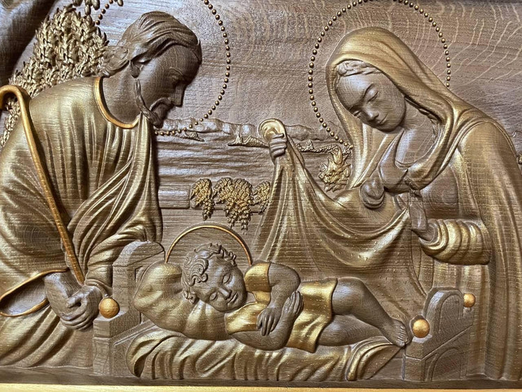 Holy Family 6x9 inches Wooden Carved Wall Plaque