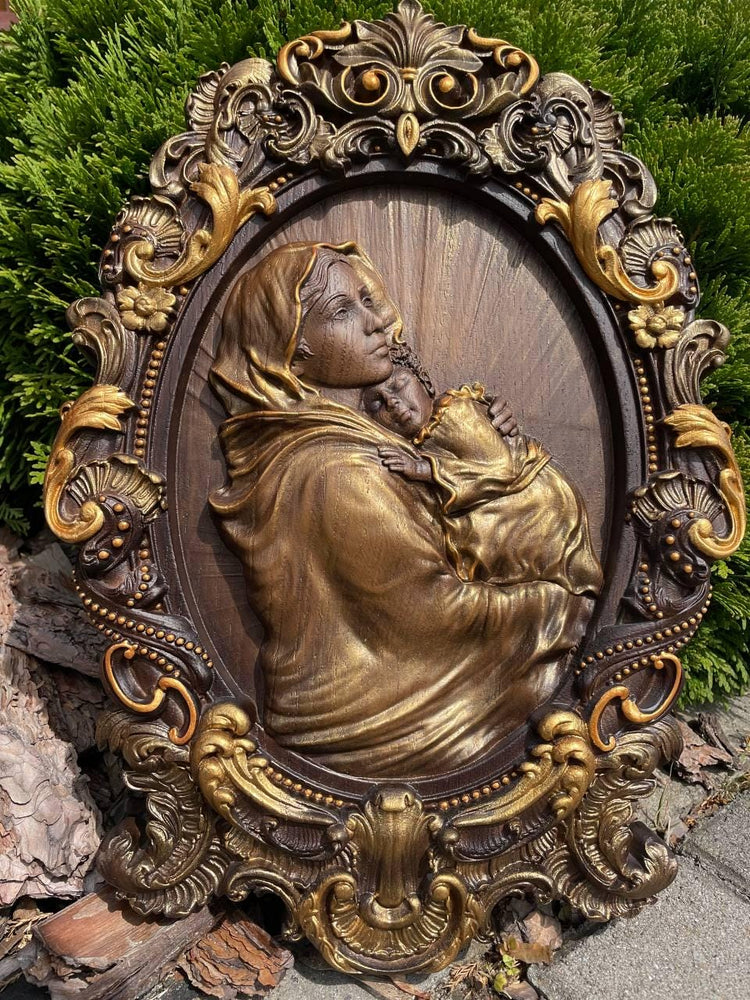 Virgin Mary Wooden Plaque