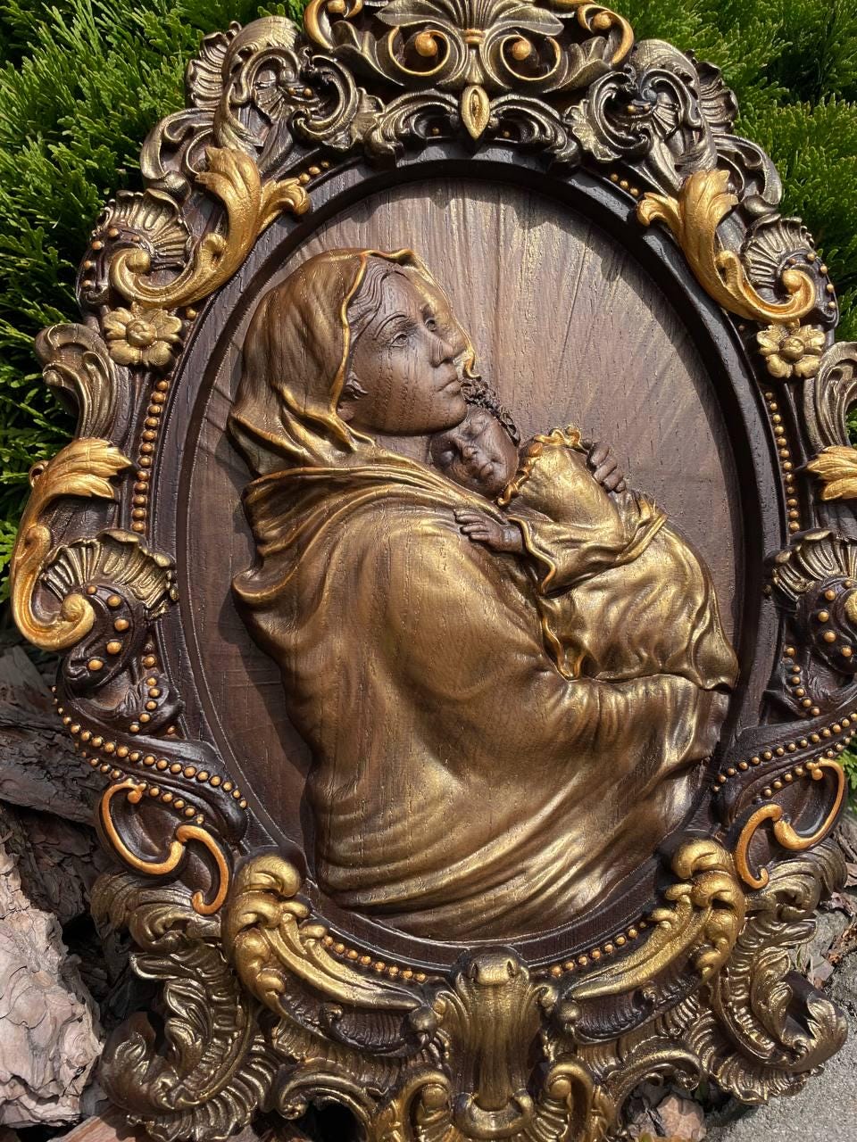 Virgin Mary Wooden Plaque