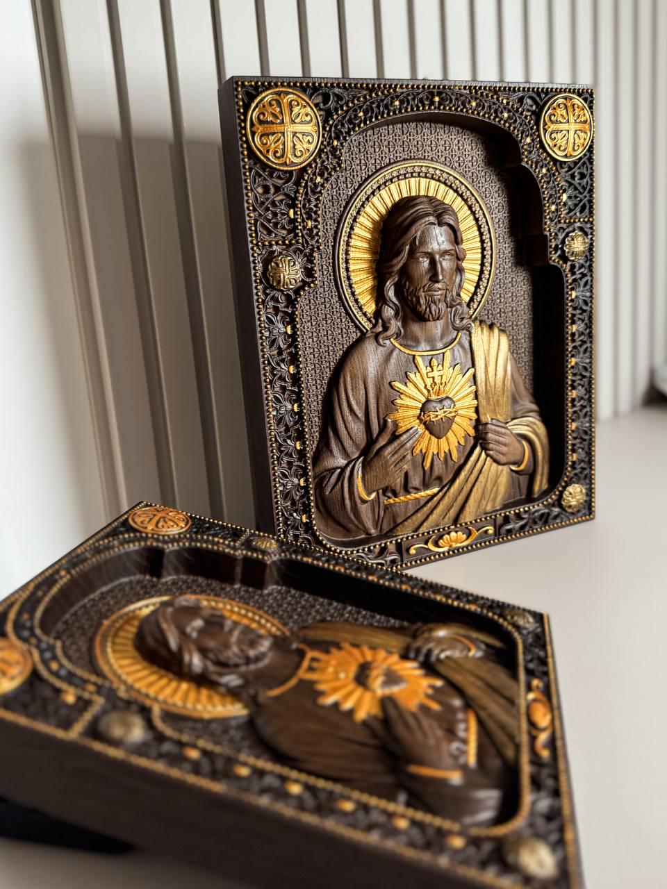 Sacred Heart of Jesus Wooden icon