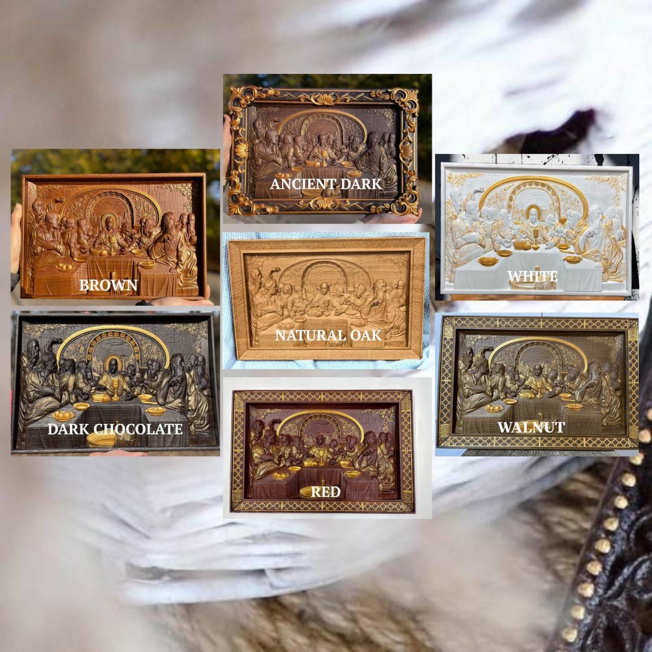 The Last Supper Wooden Sculpture with Baroque Frame