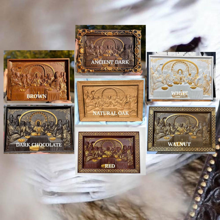 The Last Supper Wooden Sculpture with Baroque Frame