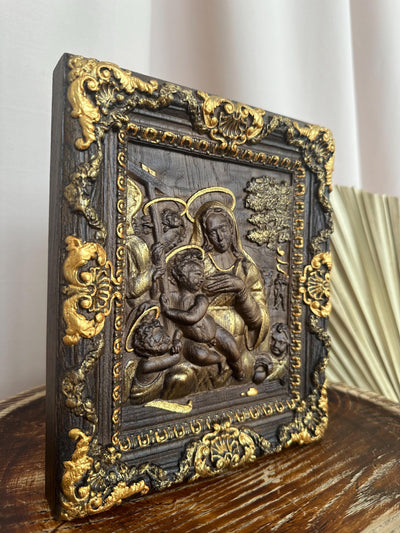 Nursing Madonna Wooden Carved Picture