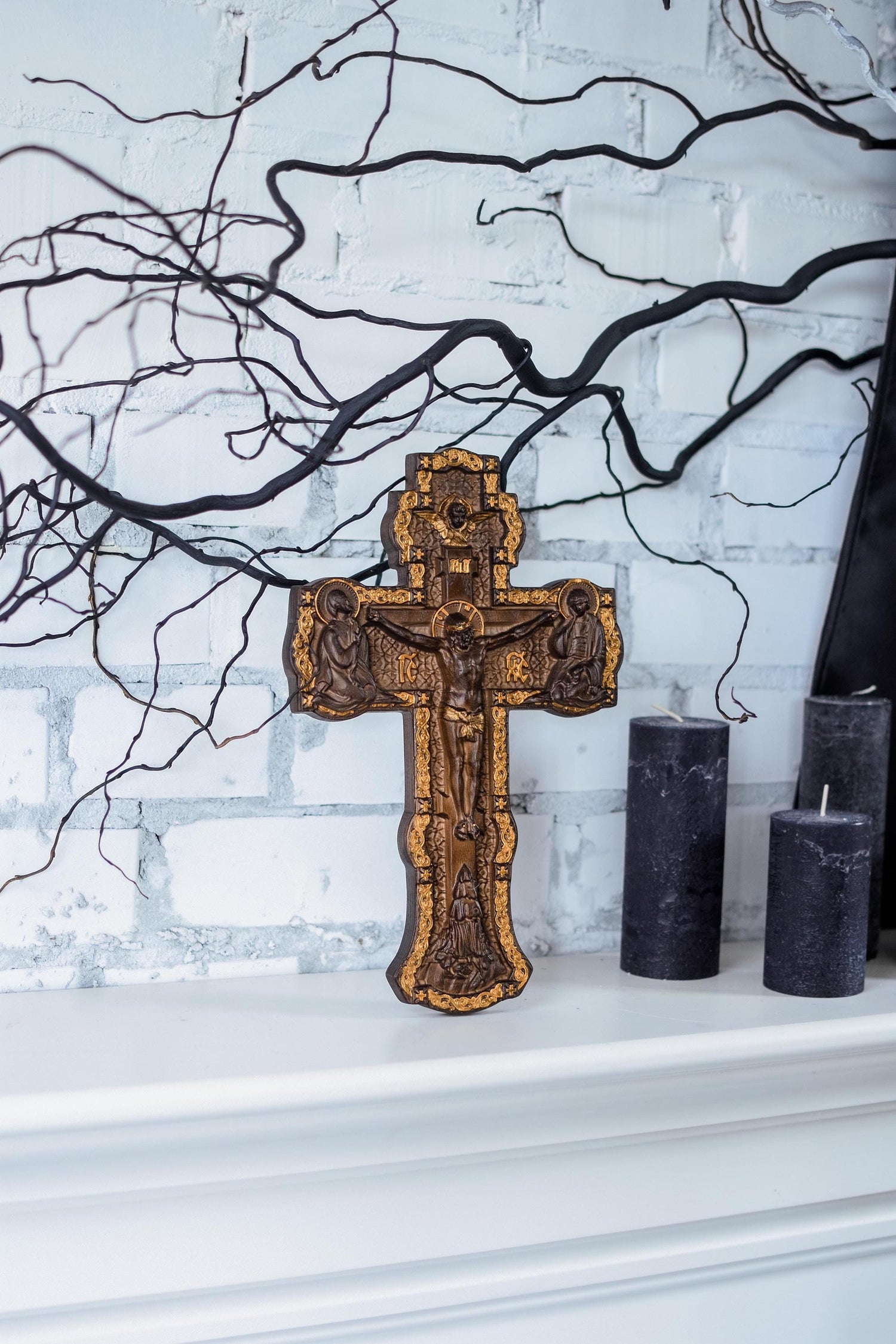 Wall Wooden Carved Jesus Crucifix