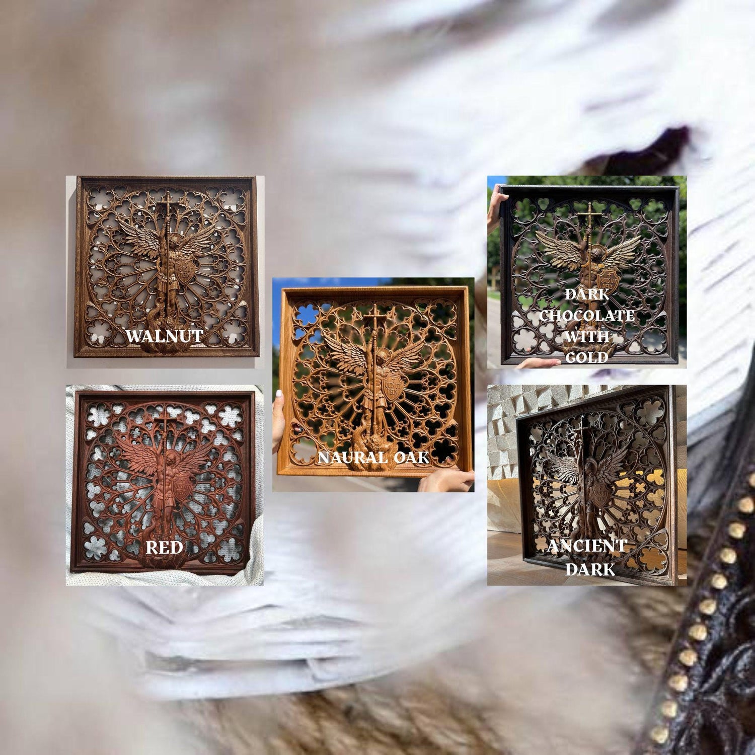 Modern Archangel Michael Wooden Statue