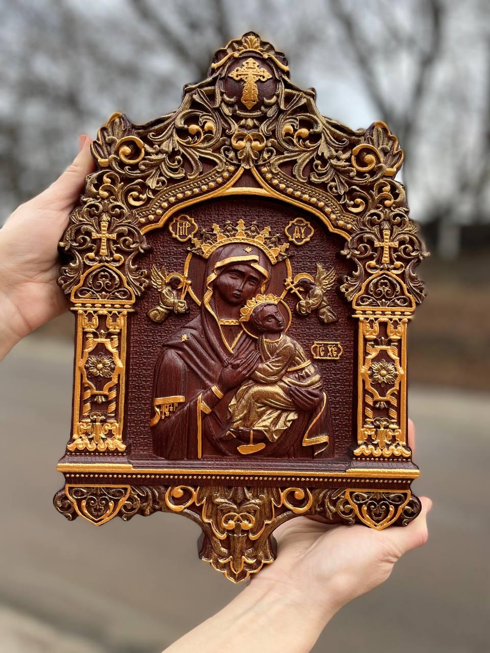 Our Lady of Perpetual Help Wooden Icon Baroque