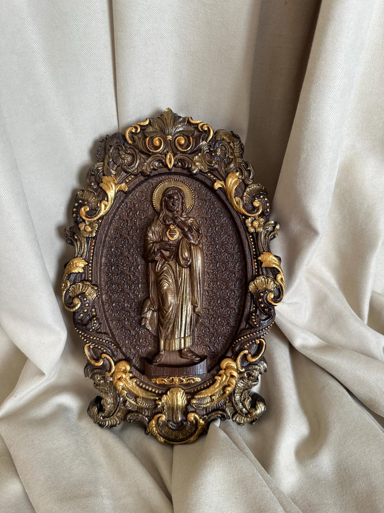Immaculate Heart of Mary Wooden Icon High