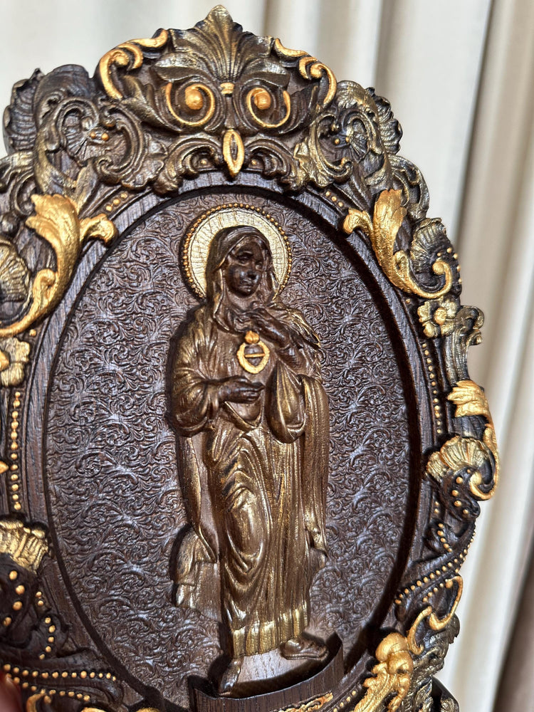 Immaculate Heart of Mary Wooden Icon High