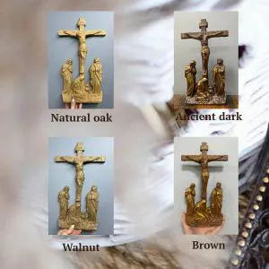 Wall Wooden Carved  Golgotha on the stand - Kozak Work Shop