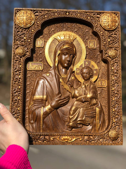 Blessed Our Lady Iverskaya Wooden sculpture