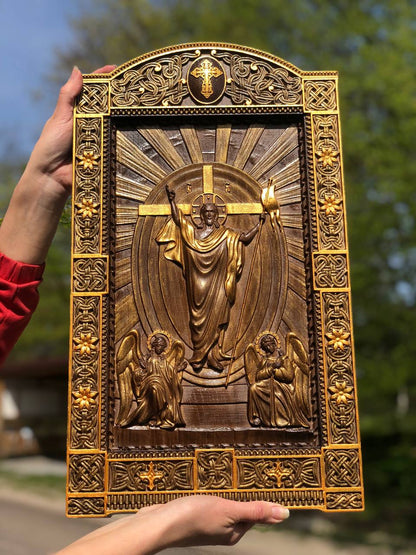 Religious Wooden icon Resurrection of Christ - Kozak Work Shop