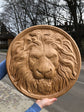 Lion Head Wooden Carved Plaque