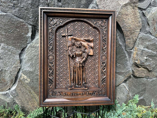 Joan of Arc wooden plaque - Kozak Work Shop