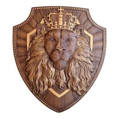 Lion King Wooden Carved Plaque - Kozak Work Shop