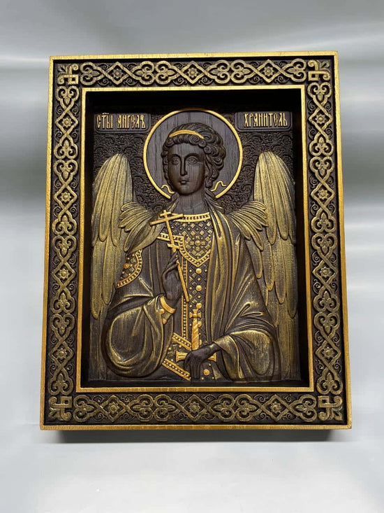 Gurdian Angel Wooden 3D carved icon - Kozak Work Shop