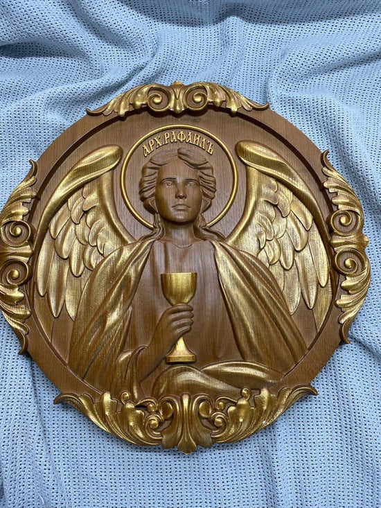 Archangel Rafael  Wooden Carved Wall Decor