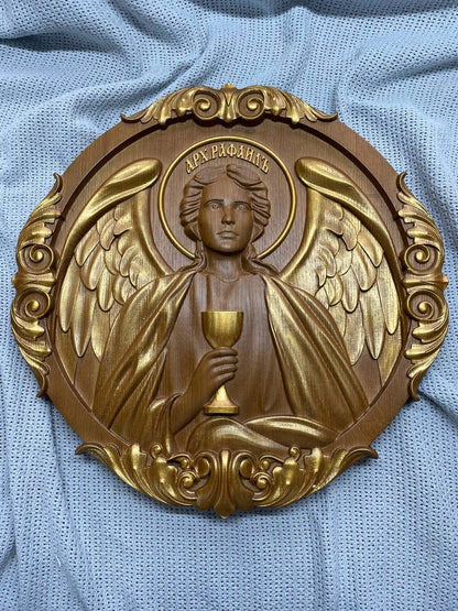 Archangel Rafael  Wooden Carved Wall Decor