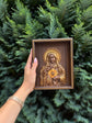 Sacred Heart of Jesus and Immaculate Heart of Mary Set of two Wooden panels  Wooden carved  statuary  6x7  inches  Religious gift