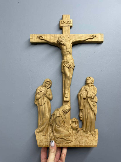 Wall Wooden Carved  Golgotha on the stand