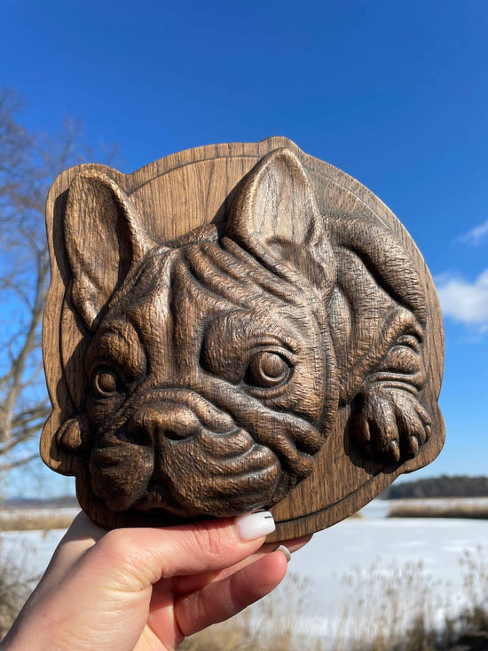 Pet Bulldog handmade gift wooden plaque - Kozak Work Shop
