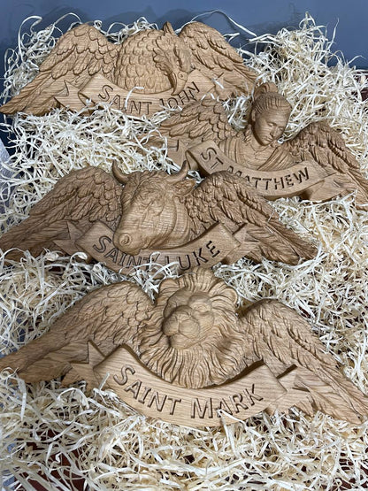 Four Evangelists with beasts  - Matthew, Mark, Luke, John - 4 Gospels - Lion, Ox, Angel,  Eagle