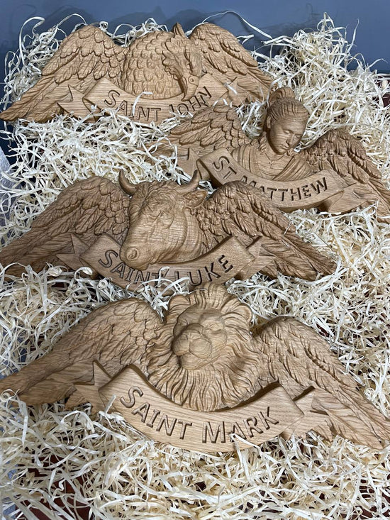 Four Evangelists with beasts  - Matthew, Mark, Luke, John - 4 Gospels - Lion, Ox, Angel,  Eagle