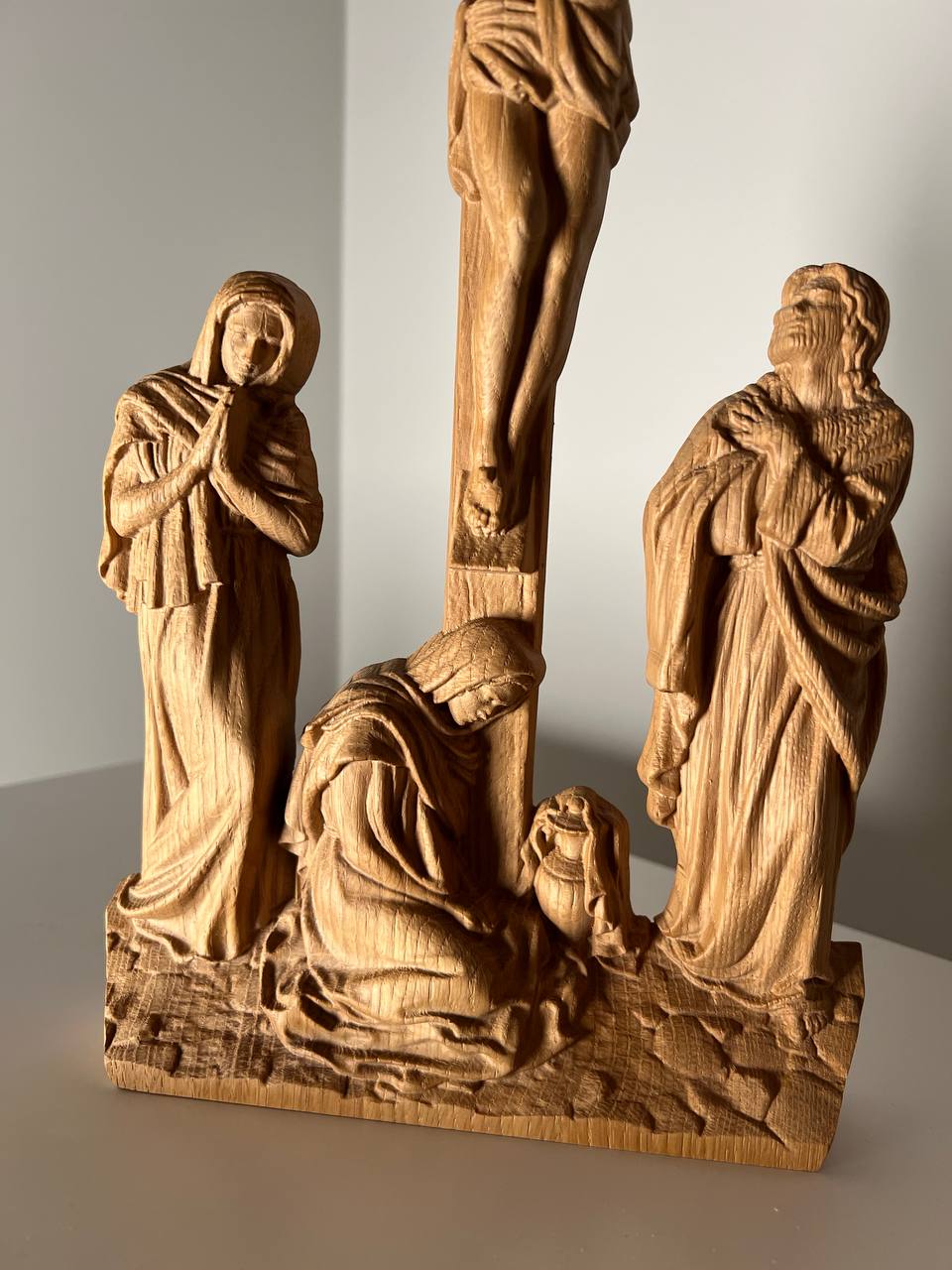 Wall Wooden Carved  Golgotha on the stand - Kozak Work Shop