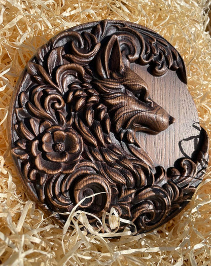 Fox Wooden Carved Sculpture