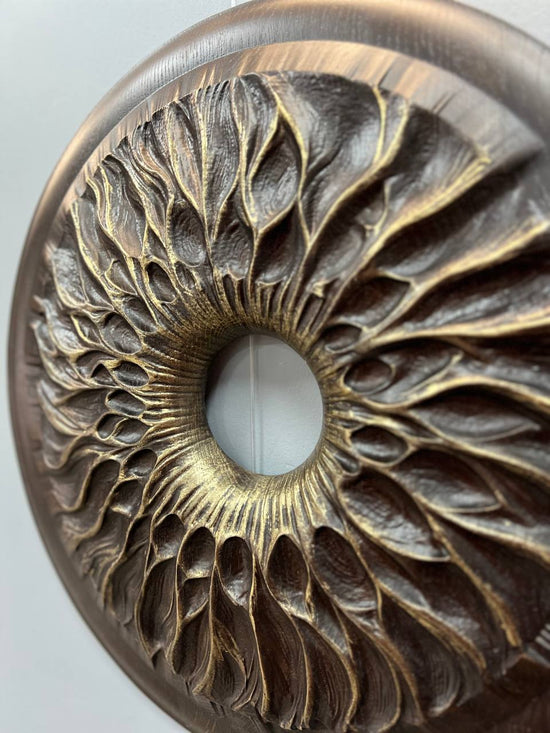 Handcarved Wooden Iris Wall Art – Organic Eye-Inspired Decor for Modern Interiors