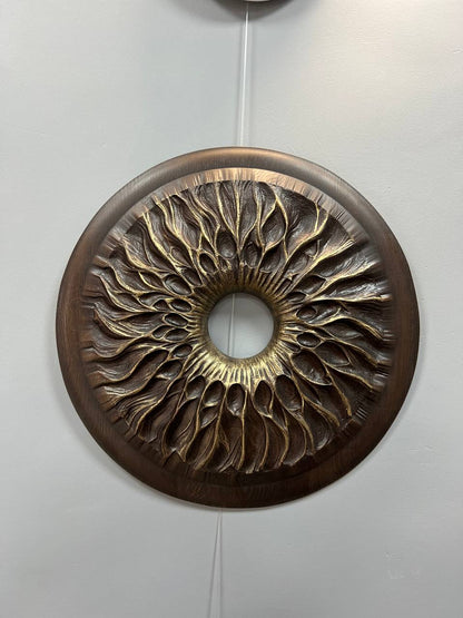 Handcarved Wooden Iris Wall Art – Organic Eye-Inspired Decor for Modern Interiors