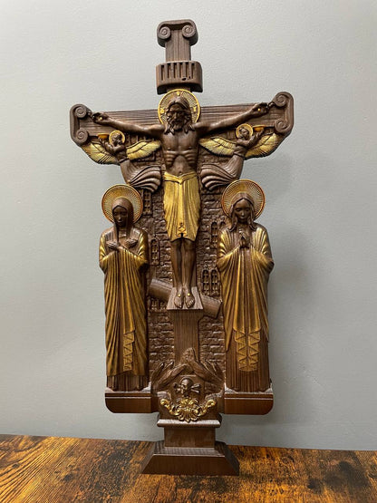 Hand-Painted Christian Wall Art Golgotha icon